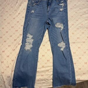 American Eagle Outfitters High Rise Ripped Blue Jeans